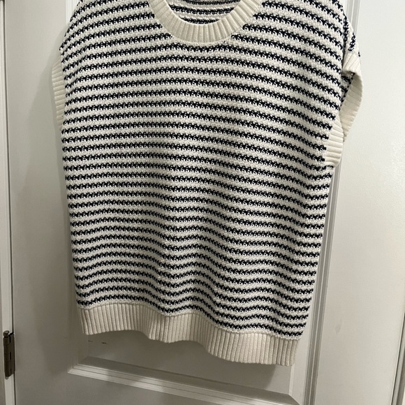 Striped blue and White Knit Sweater Vest - Picture 4 of 4